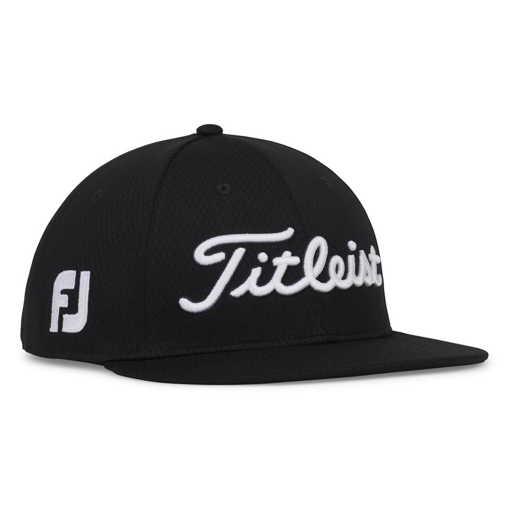 Titleist Tour Elite Flat Bill Cap, Black and White, TH24ATEFBN2-01