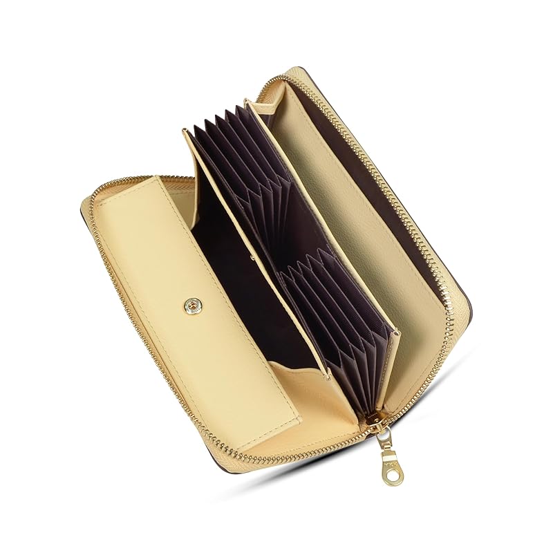 

[AOITA] wallet ladies long wallet genuine leather large capacity box type coin purse Easy to get coins out Bellows multifunctional YKK zipper Vertical