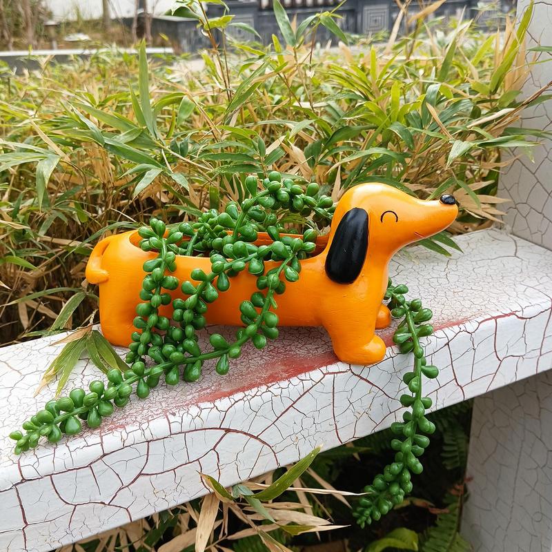 Cute Dachshund Dog Flower Pot Garden Office Decoration Resin Flowerpot Cute Animal Flowerpot Cactus Plants