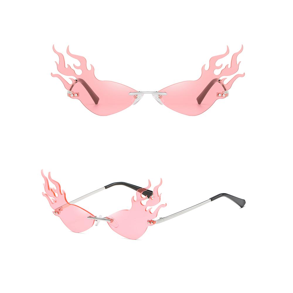 Luxury Frameless Dragon Phoenix Fire Shape Flame Rimless Fashion Sunglasses Narrow Sunglasses UV 400 Streetwear Trending Eyewear