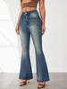 2025 Europäische Amerikanische Retro High Waist Slim Fit Schlagjeans für Damen