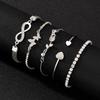 5Pcs Vintage Elegant Heart Butterfly Bracelets For Women Silver Color Rose Infinity Crystal Bracelets Sets Fashion Jewelry Gift