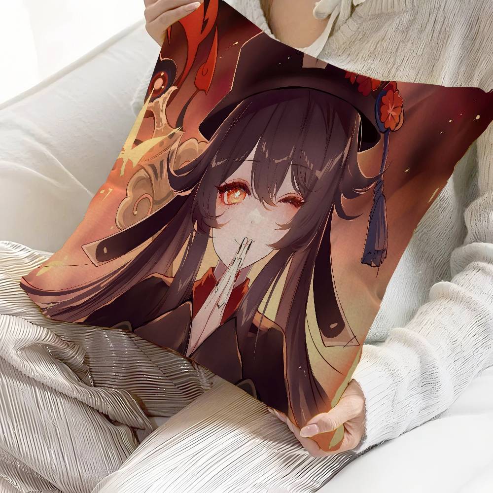 Anime Cute Hu Tao Pillow Anime Pillow Sofa Bed Head Pillow Cover Cushion Cover 45X45 Cm Fashion