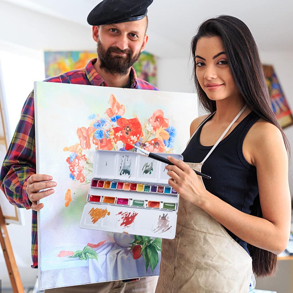 PH PandaHall Palette for Watercolor Painting Double Sided Watercolor Case Paint Case Pigment Palette Painting Supplies Painting Plate with Lid Paints