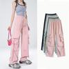 Drawstring Wide Leg Sweatpants Multi-pockets Women Joggers Trousers Baggy Cargo Pants  Sports
