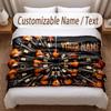 Music Guitar Theme Soft Blanket Personalized Custom Name Text Print Warm Blanket Home Sofa Bedroom Decor