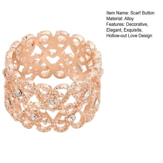 Silk Scarf Ring Clip for Women Metal Round Circle Clip Buckle Rhinestone Love Clothing