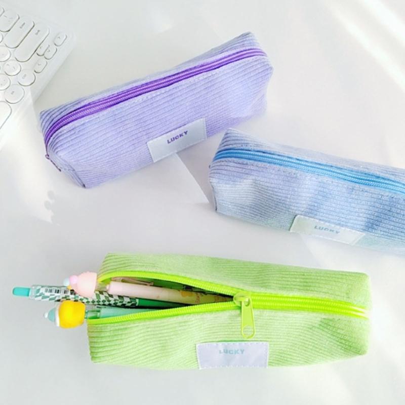 Large Capacity Pencil Bag Japanese Styles Pencil Case Pen Pouch Corduroy Pencil Pouch Pen Case School Office Supplies