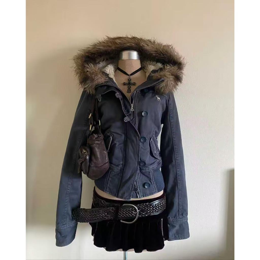Giacca Lunga Imbottita in Piuma per Autunno e Inverno, Spessa, con Cappuccio e Maniche Lunghe per Donna, con Collo in Pelliccia