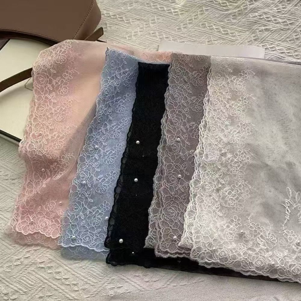 Embroidered Flower Lace Scarf Lightweight Female Headscarf Retro Silk Scarf Summer