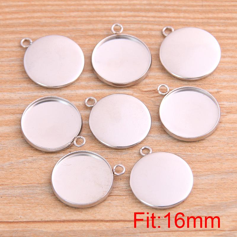 10-30mm Stainless Steel Round/Rectangular Gem Base Tray Pendant Connector