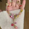 [Strawberry Wreath Pink Beaded Irregular Bubble Beaded Necklace New Spring and Summer Collarbone Chain Neck Chain