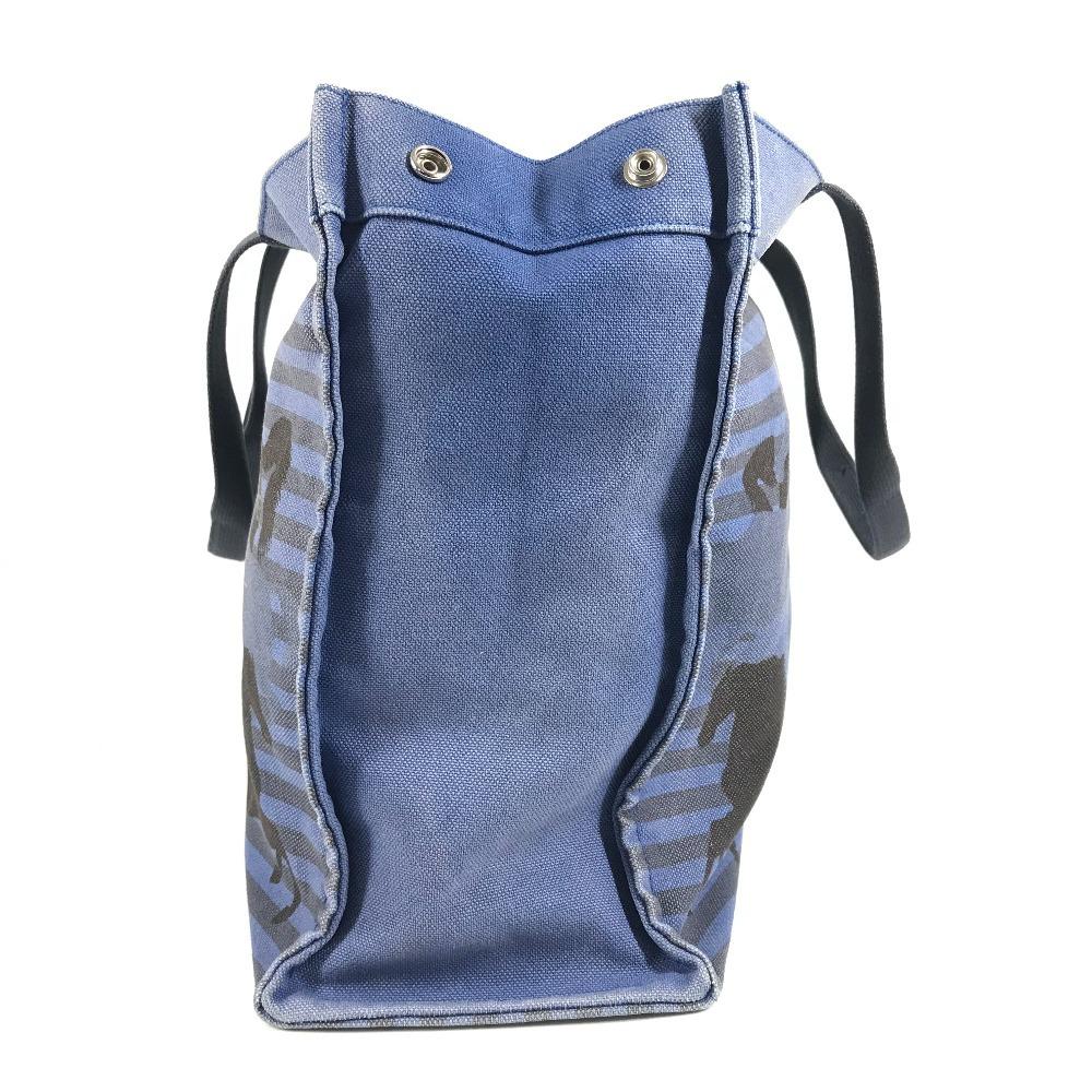 HERMES horse cheval Hermes Chevaux Tote Bag with Pouch Shoulder Bag blue/Black