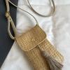 Forest Woven Mobile Phone Bag Women's Bag 2025 Summer New Straw Bag Versatile Tassel Shoulder Bag Crossbody Bag