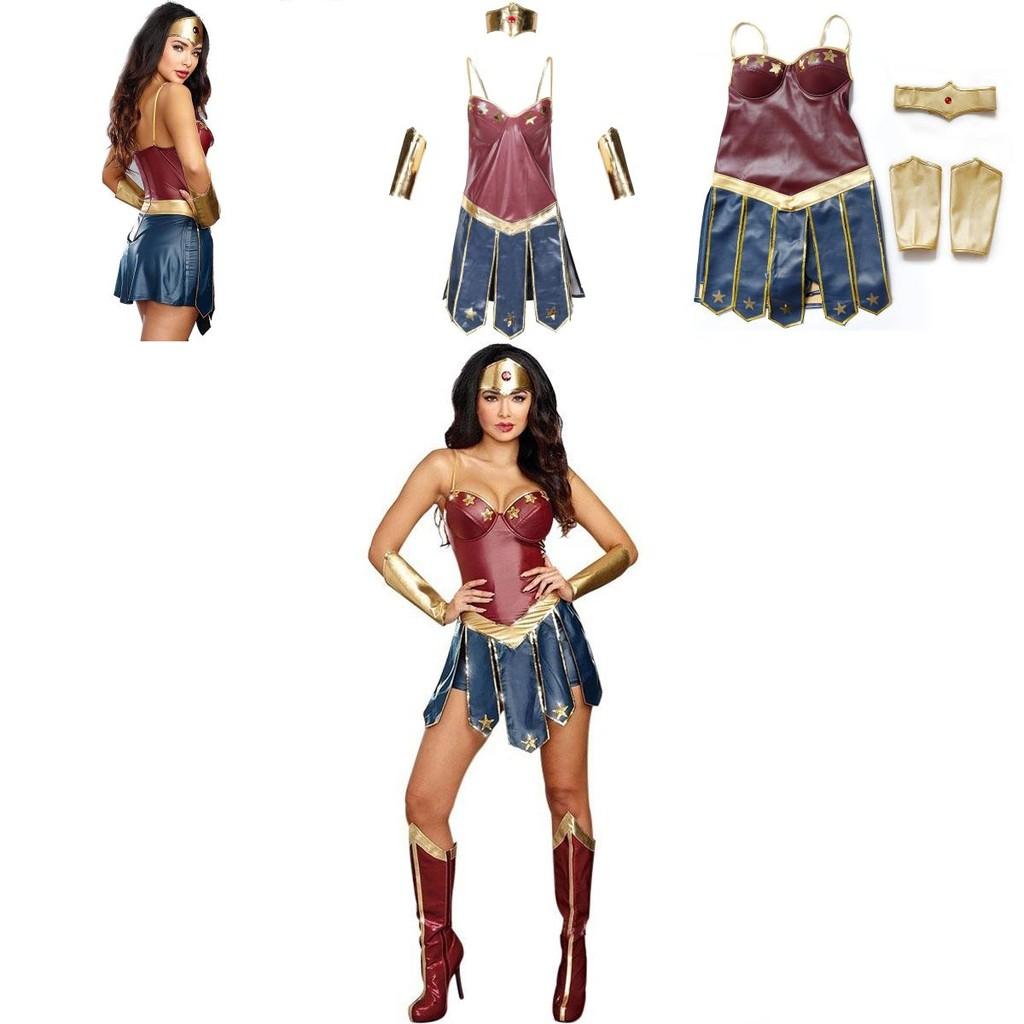 Costume da Cosplay di Wonder Woman Con Pelle PU Gioco di Ruolo Fantasy Abbigliamento di Halloween