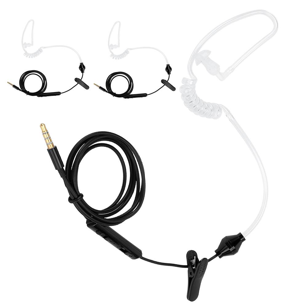3 Sets HRT‑1 Mobile Phone Air Tube Headset with Microphone 3.5mm Plug Wired EarphoneBlack
