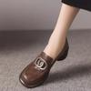 Spring Platform Round Head Loafers Deep Mouth British Style Retro Small Leather Shoes Women's Shoes