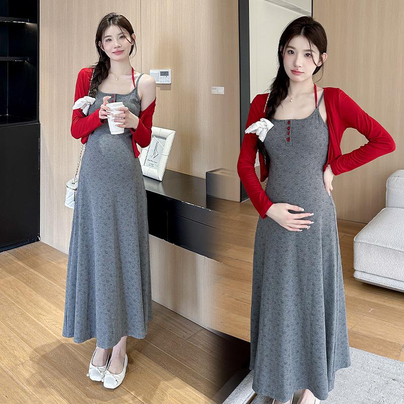 2026 Summer Floral Camisole Dress & Red Sun Protection Cardigan Set