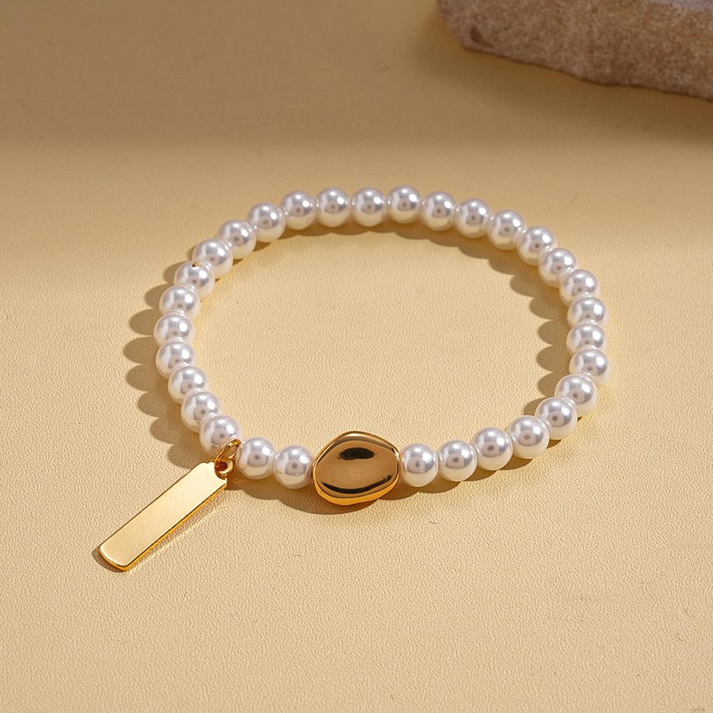 18k Real Gold Electroplated Imitation Pearl Chain OT Chain Bracelet Elegant Temperament Jewelry
