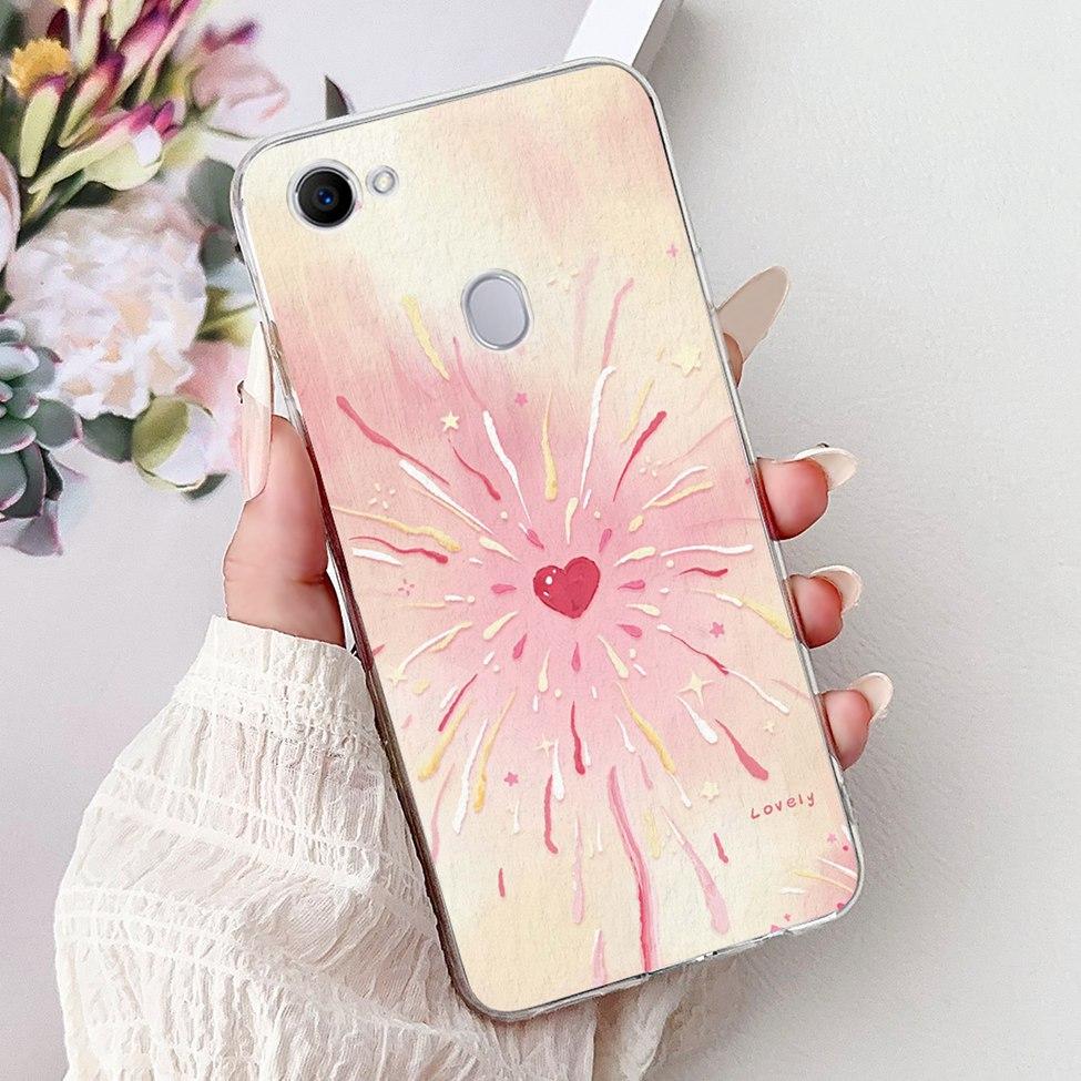 Clear For Oppo F7 Case Kawaii Cute Cat Fashion Flower Funny Luxury Painted Soft Back Cover For OppoF7 Phone Case CPH1821 CPH1819