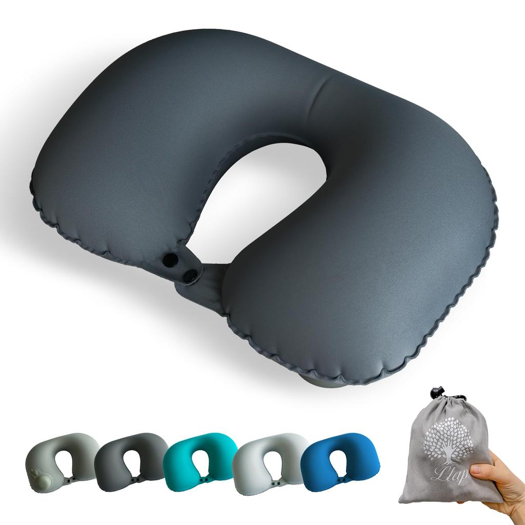 LLAP Neck Pillow, U-Shaped, Compact, Portable, Air Pillow for Neck, Lightweight, Travel Pillow for Airplanes, Includes Storage Pouch (Duck Gray)