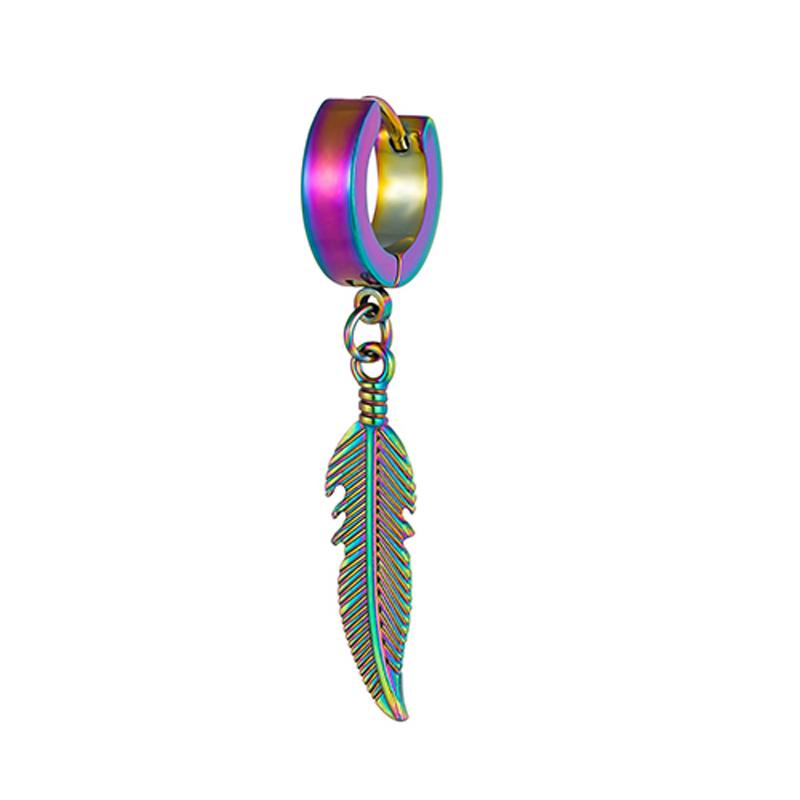 1 Pezzo Semplice Ciondolo Piuma Orecchini a Lobo Uomo Donna Acciaio Inossidabile Orecchini Unisex Moda Personalità Gioielli per Orecchie Accessori