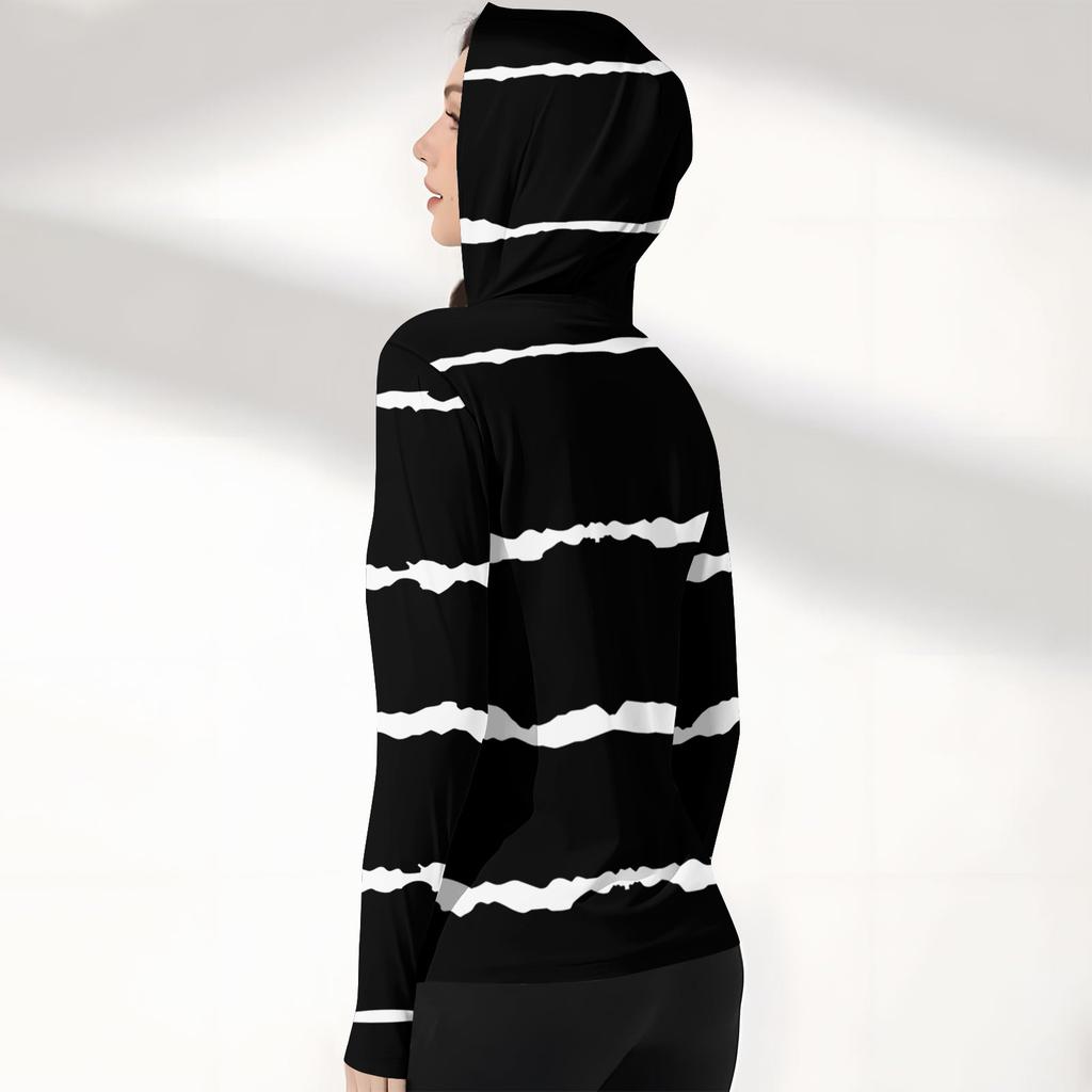 Women's Printed Ice Silk Hooded Lightweight Long Sleeve Sun  Jacket Top