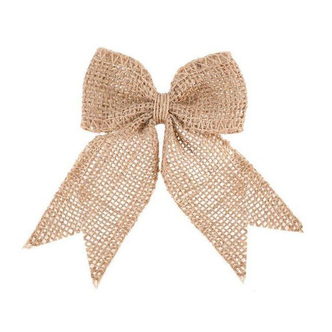 Handmade Burlap Bow for DIY Christmas and Holiday Decoration