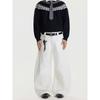 Blaexit American-Style Deconstructed Patchwork A-Line White Cargo Pants for Men, Wide-Leg Loose Drape Casual Scimitar Pants