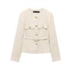 Women's Spring/Summer 2025 Casual Textured Belted Blazer - European & American Style
