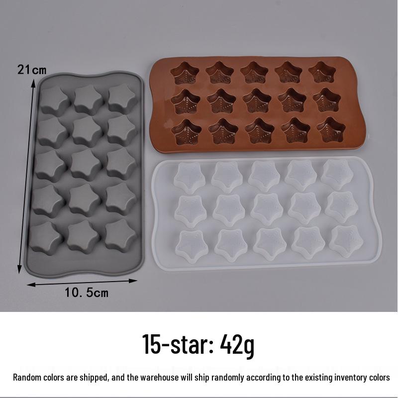 15-Cavity Star & Moon Silicone Mold for Candy, Chocolate, Fondant, Cake Decoration, and Epoxy Resin