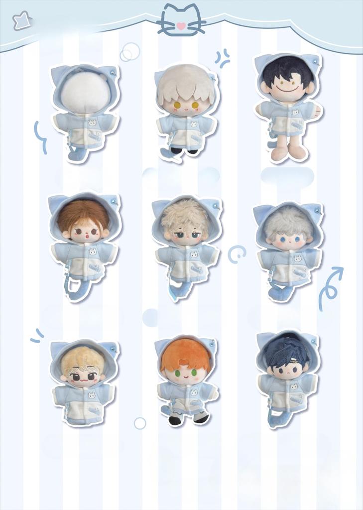 Original 10cm Plush Doll Clothes, Hoodie, Blue, 10cm (Used)
