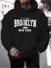 Fashion Casual Sweatshirt BROOKLYN NEW YORK USA Brooklyn New York USA Letter Graphic Print Casual Comfortable Sporty Drawstring Ho