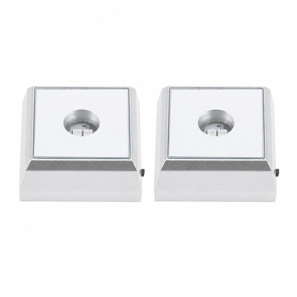2er-Pack Batteriebetriebene LED-Lampenbasis 2 LEDs LED-Halter Ständer Display-Basis Kristallstatue