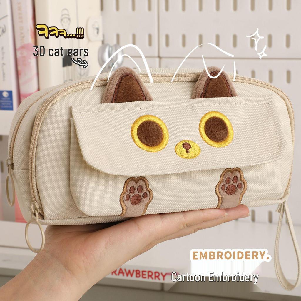Black Cat 3D Pencil Case: Cute, Spacious, Multi-functional Stationery Box for Middle School Students