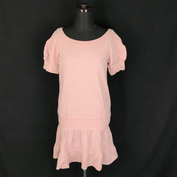 BURBERRY BLUE LABEL short sleeve knit mini dress S-M 36 pink wool Japan(USED)