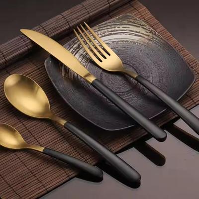 3-teiliges/Set Vergoldetes Besteck Hotel Restaurant 304 Edelstahl 18/10 Mattschwarz Gold Besteckset Küchenwerkzeuge