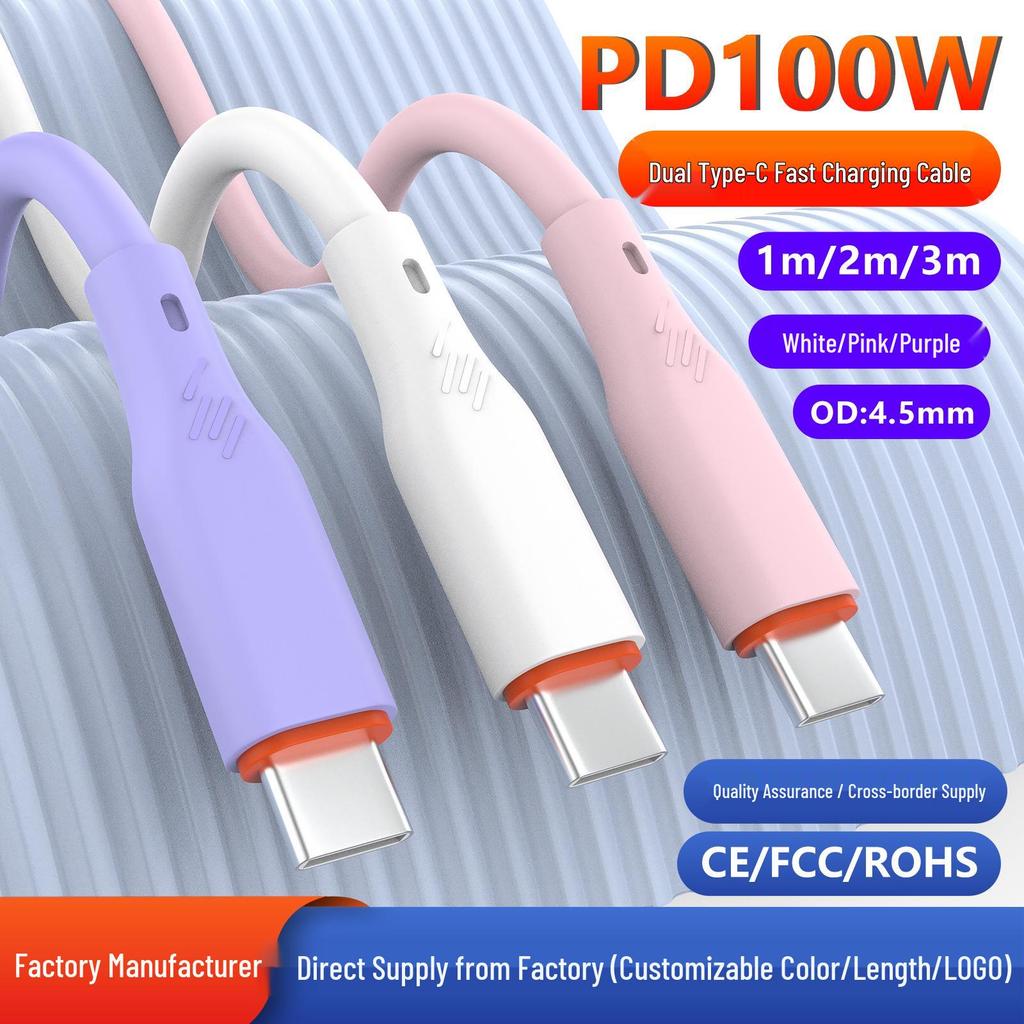 100W Dual-Ended Type-C Fast Charging Liquid Silicone Data Cable