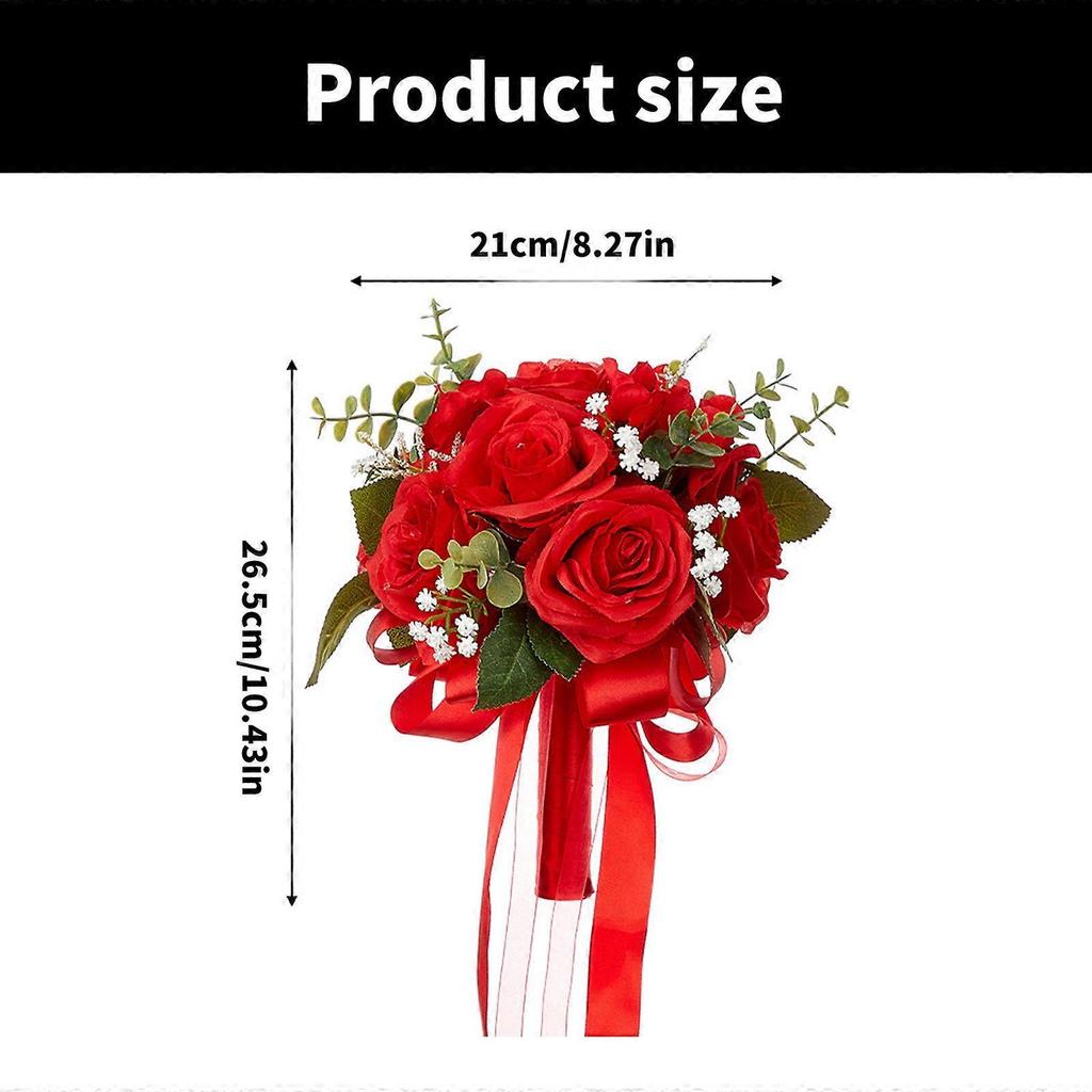 Wedding Bouquets Artificial Bride Bouquets for Wedding Party Centerpieces, Ceremony, Anniversary, Photography Props  Red