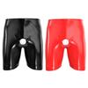 Yousheng Men's Faux Leather Short Pants Sexy Open Crotch Shiny Boxer Shorts Glossy Stretchy Hot Pants for Parties And Date Nights