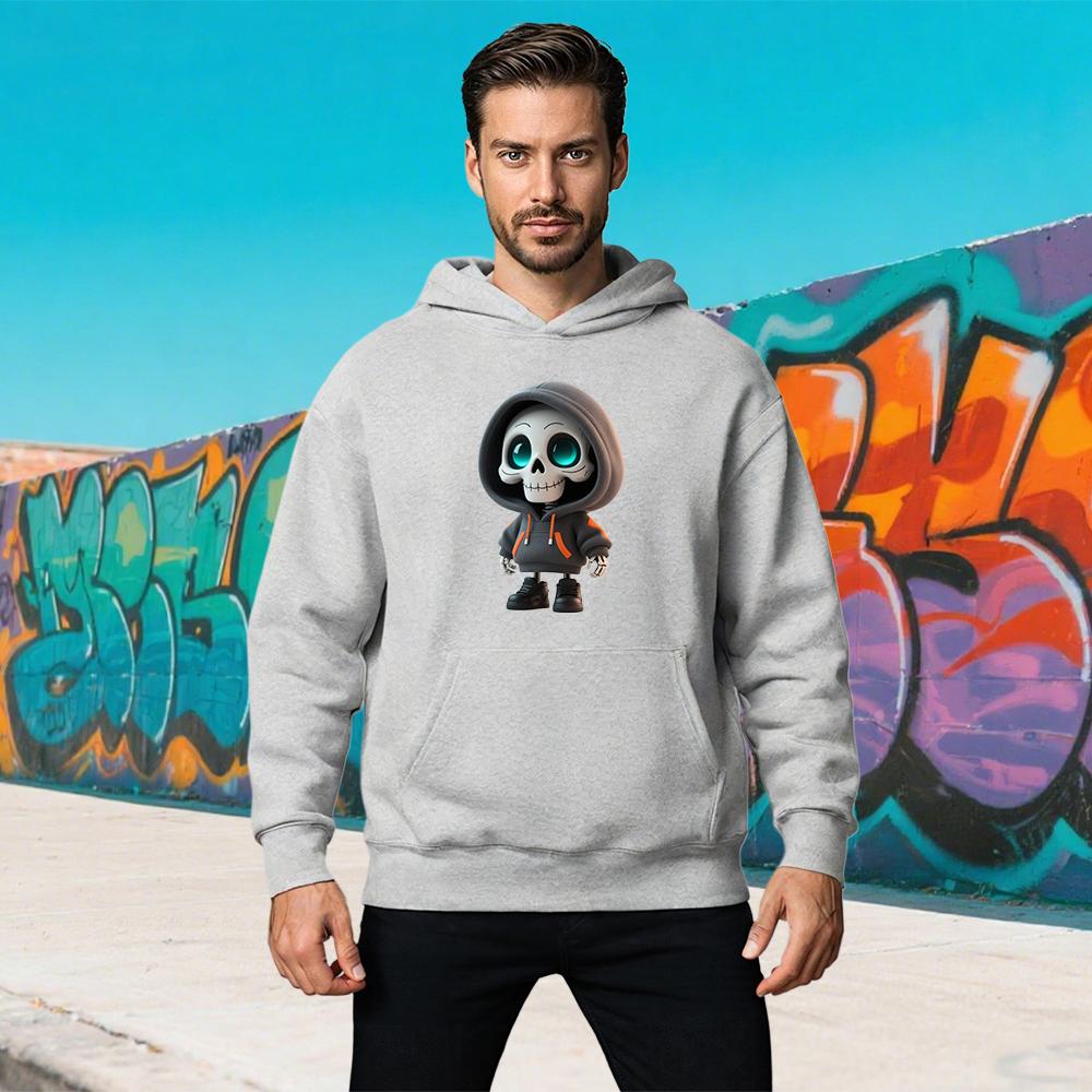 3D Print Skull Men's Sweatshirt Autumn Men's Hoodies Tops Trendy Versatile O-Neck Men's Long Sleeve Retro Fashion Men's Clothing