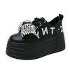 Fashion 8CM Ankle Boots Spring Women Fashion Bling Butterfly-knot Chunky Sneaker Vulcanize Autumn Motorcycle Platform Wedge Flats Shoes