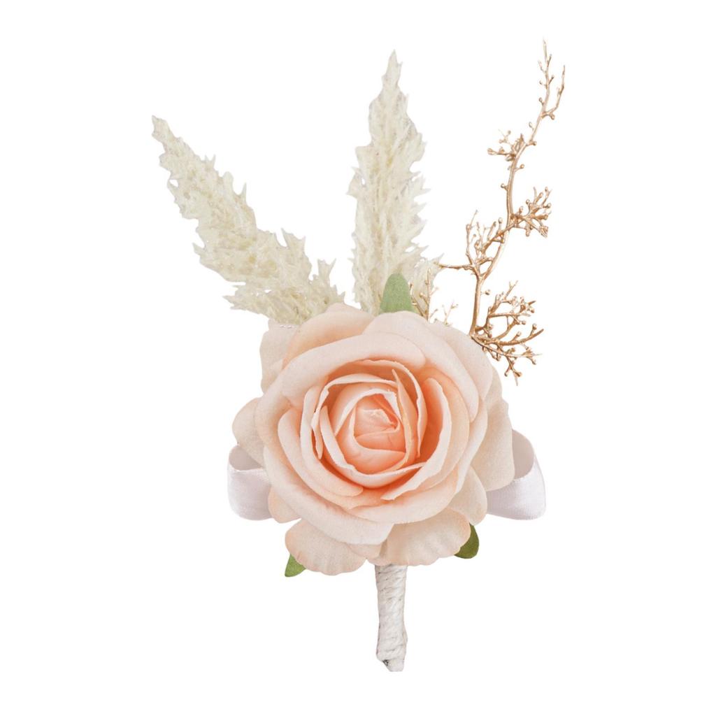Creative Rose Boutonniere Artificial Flower Decor Wedding Decoration Accessory for Groom Bridesmaid Prom Bridal Showers