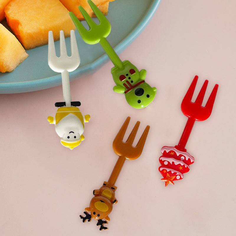 Christmas Fruit Fork Set Food Pick Sliced Fruit Fork Animal Plastic Toothpick Stick Bento Accessories