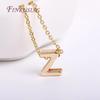 Gold Plated Brass Metal Initial 26 Letters Pendants Pendants Necklace For Women Jewelry Accessories Thin Chain Necklaces Female