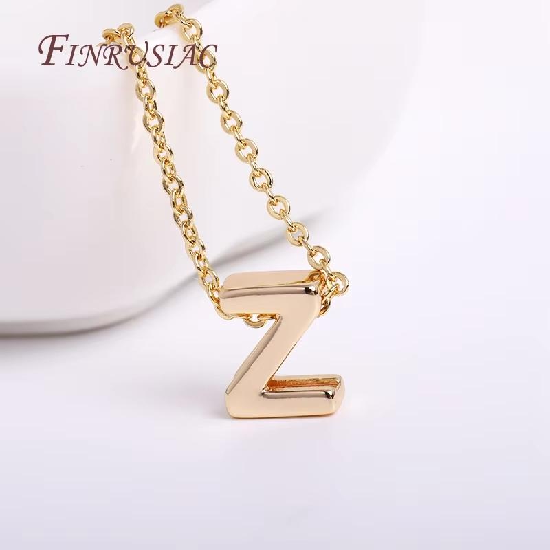 Gold Plated Brass Metal Initial 26 Letters Pendants Pendants Necklace For Women Jewelry Accessories Thin Chain Necklaces Female