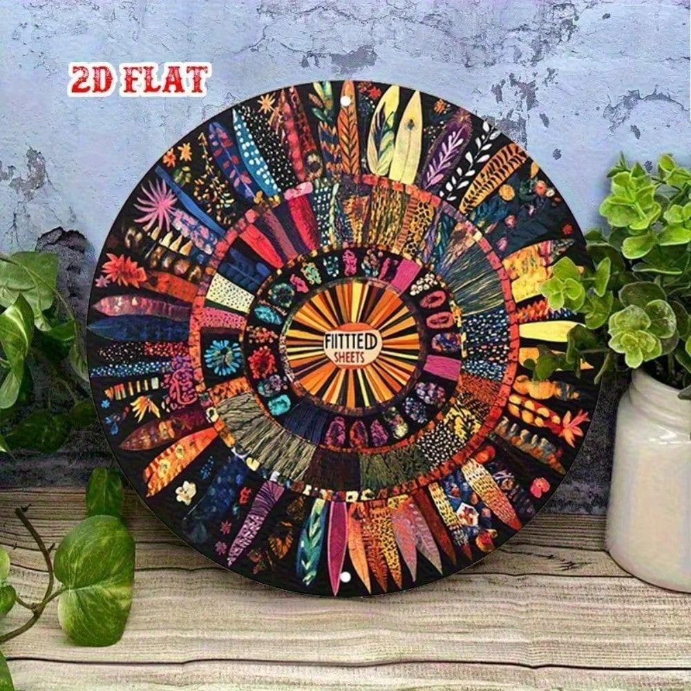 

Retro Sunburst Floral Metal Wall Sign Aluminum Lightweight Home Porch Art Easy Hang Garden Party 20x20 різнокольоровий