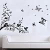 Siyah Çiçek Kelebek Çiçek DIY Asma Duvar Sticker Sanat Dekor Duvar Odası Çıkartması