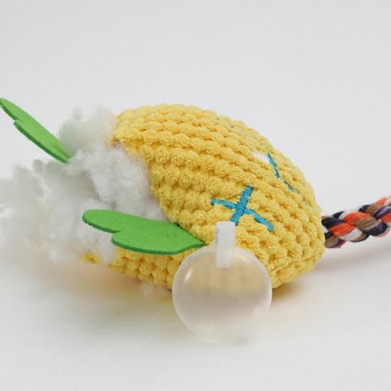 Corduroy Dog Chew Toy Squeaky Plush Toy with Colorful Rope Chew Resistant Self-Entertainment Toy Dogs Tug Toy for Small
