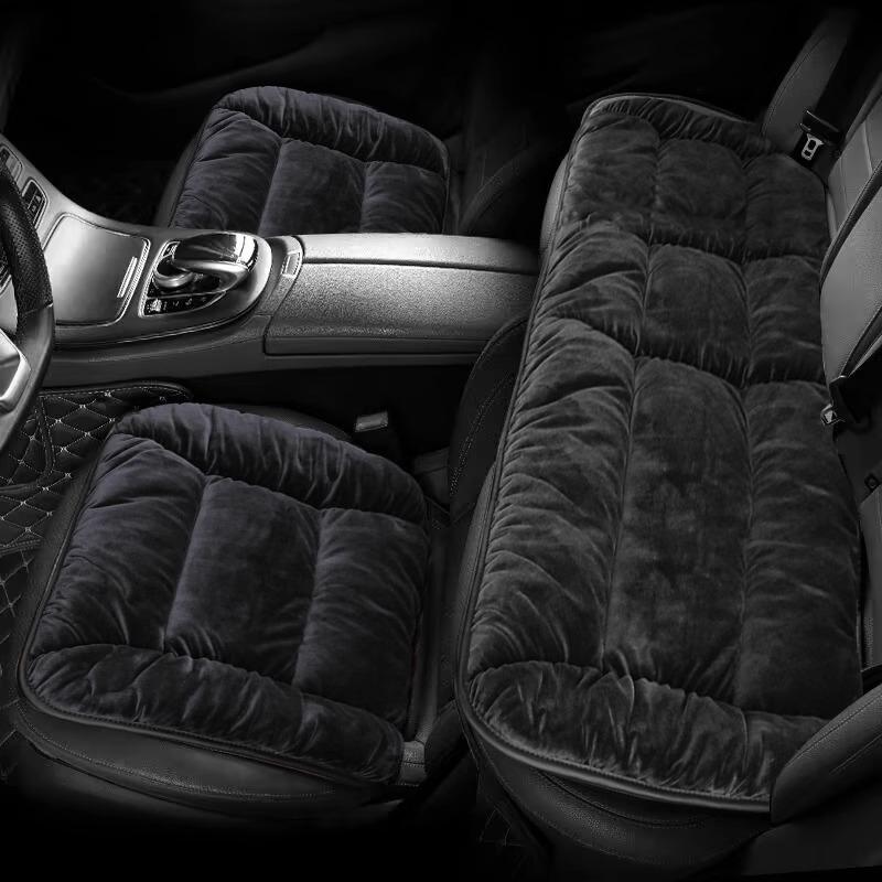 Winter Plush Car Seat Cushion Set: Thickened Warm Three-Piece Short Plush for Rear Row
